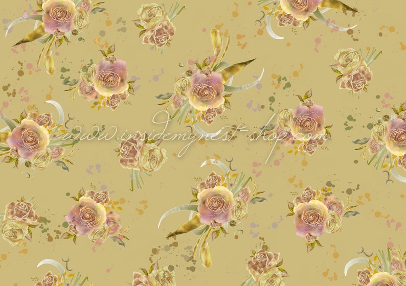 Digital Vintage Shabby Cottage Chic Floral Rose Background Art Etsy