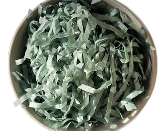 Sage Green Eco-Friendly Tissue Paper Shred | Recycled Gift Box Fill | Sustainable Packaging for Hampers & Small Businesses