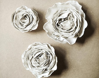 Handmade Clay Peonies Hand Sculpted Flowers For Wall Or Table