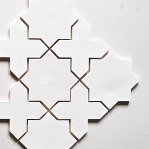 Islamic Geometric Star Cross Pattern Handmade Wall Tiles (2 Tiles)