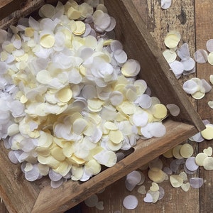 Mini cuori bianchi e avorio in carta velina biodegradabile, coriandoli ecologici, compostabili, a caduta lenta (75 g/1 litro)