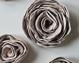 Mushroom Brown/Gray Handmade Ceramic Flowers, Unique Hand-Sculpted Floral Art, One-of-a-Kind Decorative Flower, Gift for Flower Lovers
