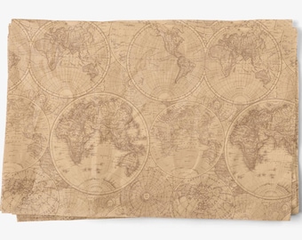 Ekologiczny papier bibułkowy Old Map w kolorze zielonym | Wysokiej jakości papier prezentowy z recyklingu | Biodegradowalne i zrównoważone opakowanie