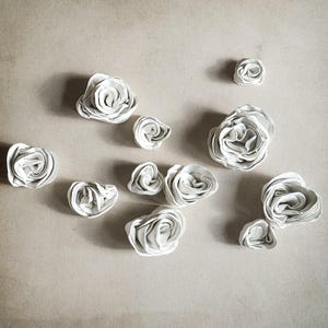 Handmade Small Loose Clay Whimsical Botanical Wall Sculpture 3D Decor Handmade Rose Flowers