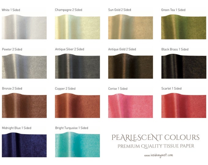 Pearlescent shimmery coloured tissue paper sheets 30x20 inches - choose colour/pack size