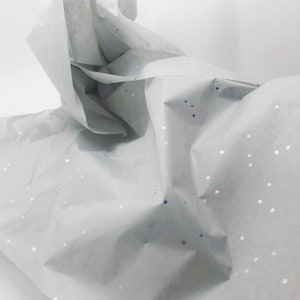 Fogli di carta velina scintillante in polvere d'argento per confezioni regalo 30x20" / 750 x 500 mm