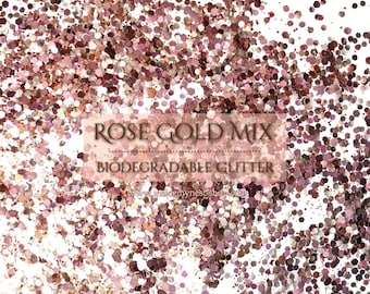 Rose Gold Mix Biodegradable Glitter Sprinkles Hexagonal Craft Art Embellishments Table Decor (20g)