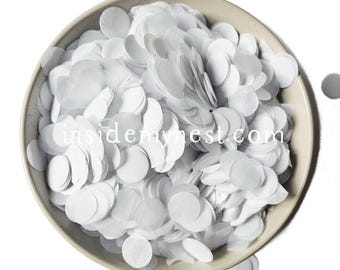White Circle Tissue Paper Confetti Biodegradable Compostable Eco-Friendly Slow Falling (75g/1 Litre)