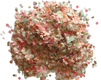 Peach coral mint gold biodegradable tissue paper confetti mix