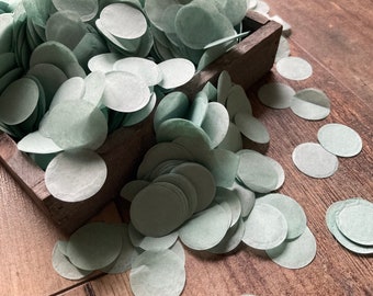 Confettis en papier de soie vert sauge : décoration de fête biodégradable (75 g/1 litre)