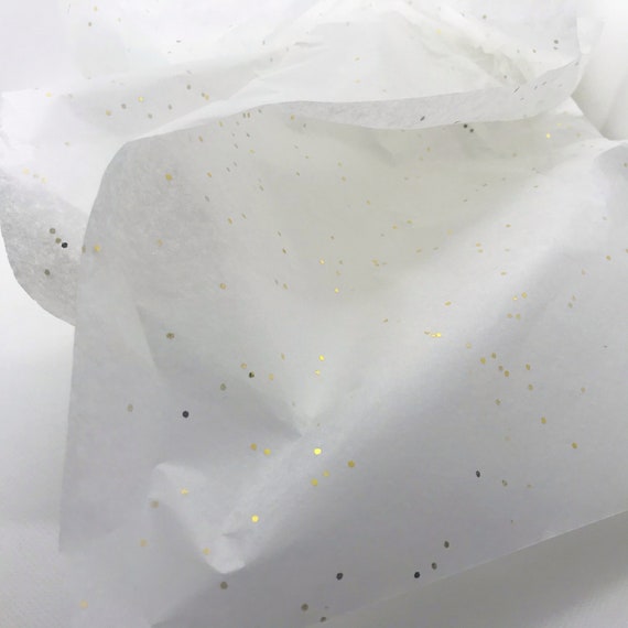 Sparkly Gold Glitter On White Tissue Paper Sheets Gift Wrap Wrapping 30x20  / 750x500mm