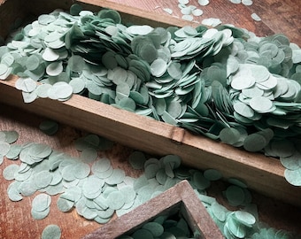 Kamień Zielony Szałwia Szary Okrągły Kółko Kropki Papier Chusteczka Konfetti Biodegradowalny Kompostowalny Ekologiczny Powolny Opad (75g/1 Litr)