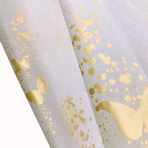Butterfly Dust Gold Foil on White Tissue Gift Wrap Wrapping Colourfast Recylable 30x20&quot; / 750x500mm