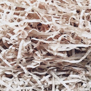Antique Ivory Shredded Tissue Paper Khaki Shred Box Filler Hamper Gift Basket Eco-friendly Biodegradable Compostable Acid-free Colourfast