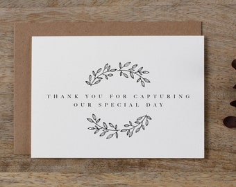 Thank you for Capturing our Wedding - Card for Wedding Photographer - Wedding Card, Wedding Thank You Cards, Wedding Photographer Card, K9