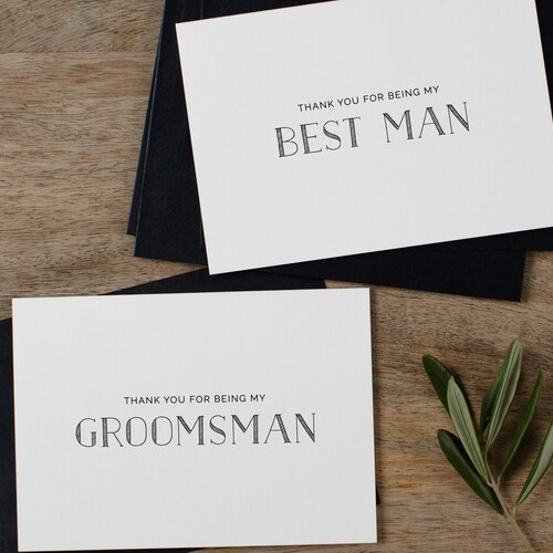 Groomsman Thank You Card Best Man Card Wedding Note Card Etsy