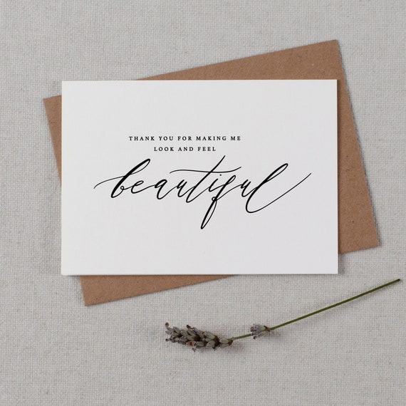 Thank You Card for Wedding Hair Stylist/makeup Artist Thank Etsy