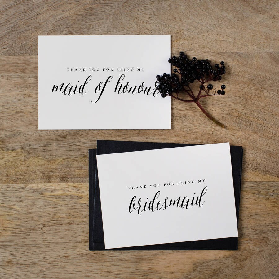 Bridesmaid Thank You Card, Thank You For Being My Maid of Honor, Than…