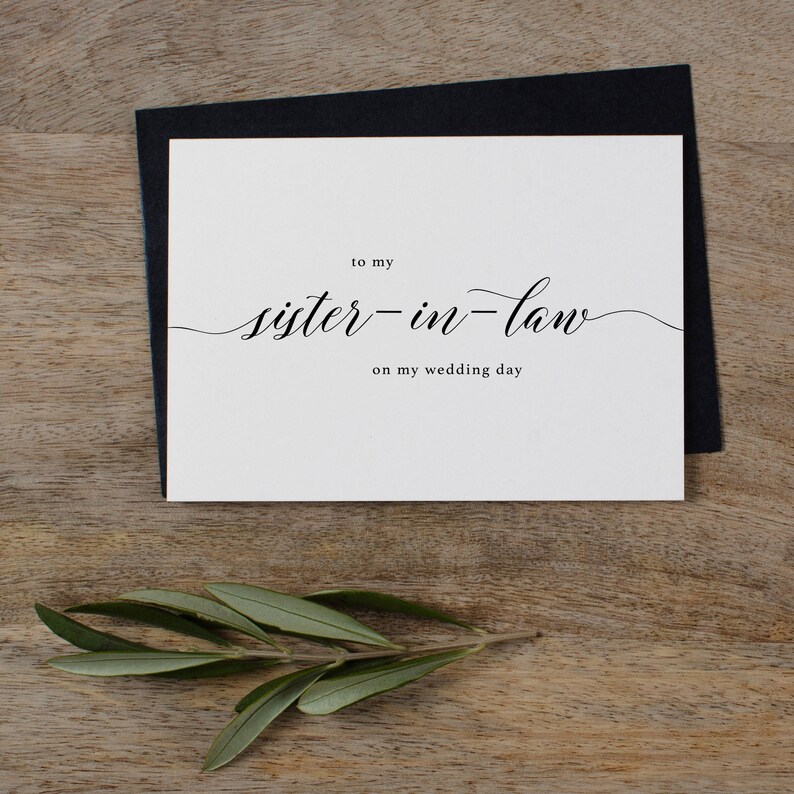 To My Sister-In-Law On My Wedding Day Card Wedding Stationery To My Sister Thank You Wedding Card Wedding Note Sister Wedding Card K2