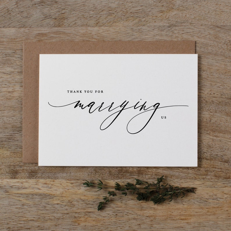 Thank You for Marrying Us Wedding Card to Officiant Wedding Etsy