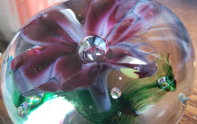 Amazing Glass Art Flower Encased In Clear Glass/Handmade Etsy