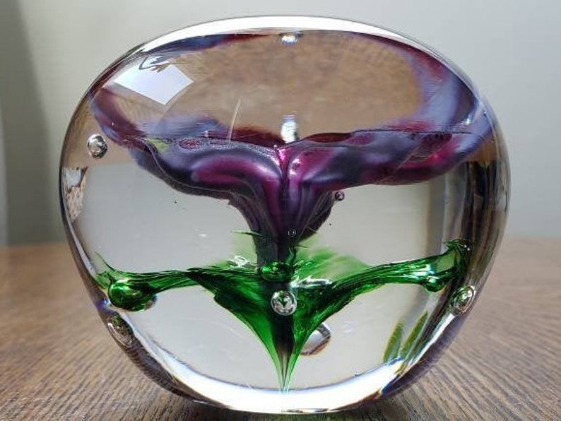 Amazing Glass Art Flower Encased In Clear Glass/Handmade Etsy