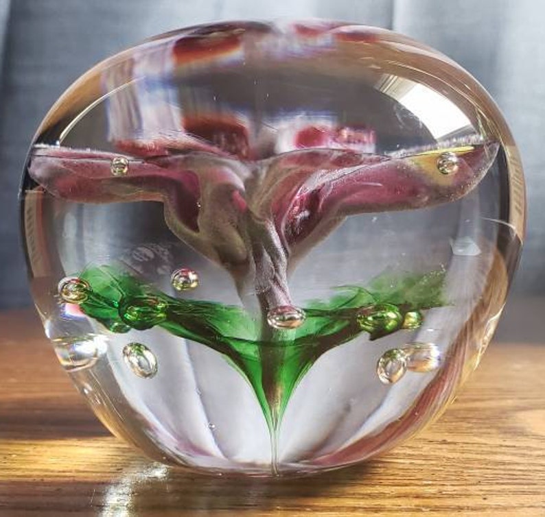 Amazing Glass Art Flower Encased In Clear Glass/Handmade Etsy