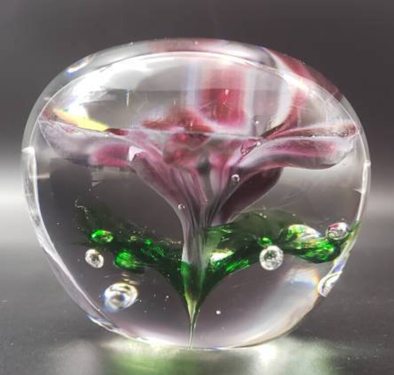 Amazing Glass Art Flower Encased In Clear Glass/Handmade Etsy