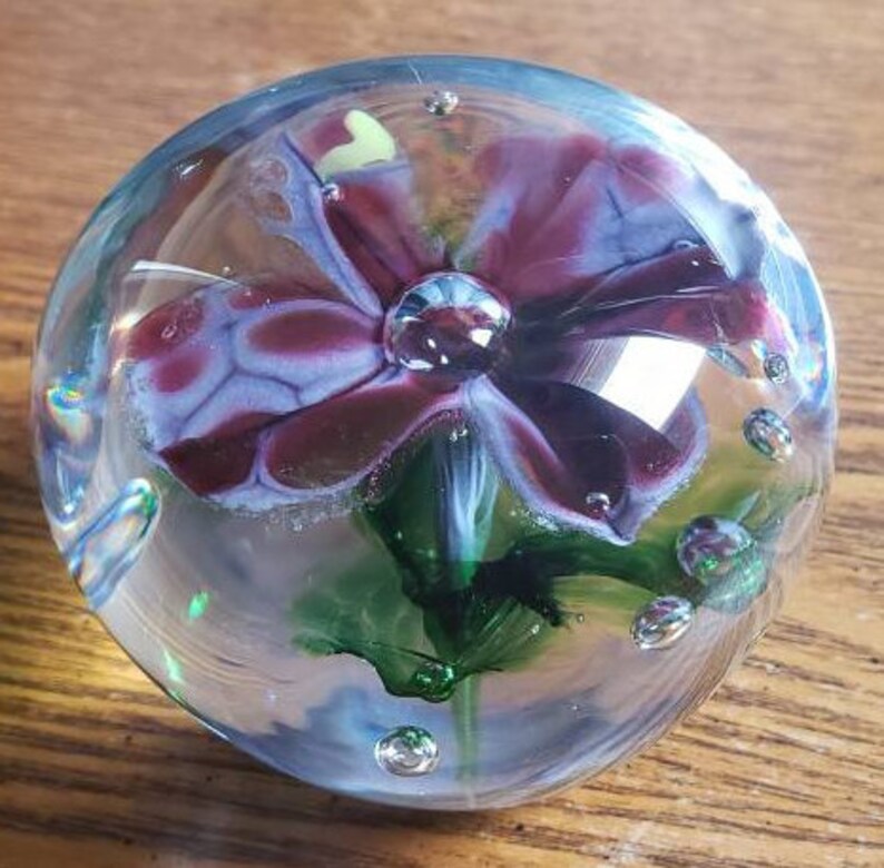 Amazing Glass Art Flower Encased In Clear Glass/Handmade Etsy