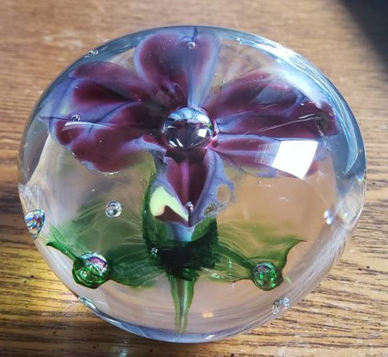 Amazing Glass Art Flower Encased In Clear Glass/Handmade Etsy
