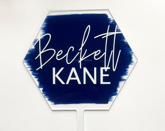 Custom Acrylic Cake Topper - Sage Cake Topper, Baby Shower Cake Top, Baby Shower Cake, Diaper Cake Decor, Gold Cake Topper, Baby Name Cake