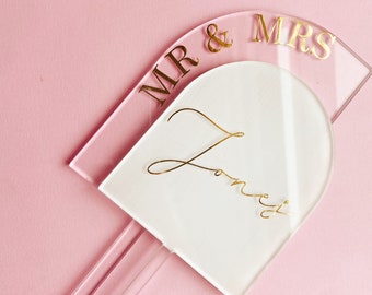 Custom Acrylic Arch Cake Topper - Wedding Arch Cake Topper,  Personalized Arch Cake Topper, Baby Shower Cake, Gold Acrylic Arch Cake Topper