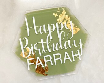 Custom Acrylic Cake Topper - Personalized Birthday Cake Topper, Sweet Sixteen Cake Topper, Birthday Cake Topper, Gold Cake Topper