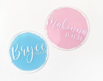 Personalized Baby Name Disc - Baby Name Reveal, New Baby Announcement Prop, Custom Acrylic Sign, Newborn Photo, Milestone Marker, Place Card