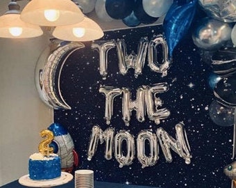 Two the Moon Balloons - Space Party Decor, Astronaut Balloon, Spaceship Balloon, Two the Moon Birthday, Space Birthday, To the Moon Birthday