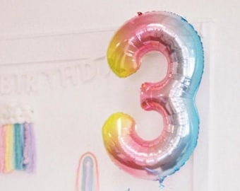 Tie Dye Birthday Balloons, Rainbow Number 20 Balloons, Rainbow 3 Balloons, Giant Number Balloons, Rainbow Birthday, TieDye Birthday Decor