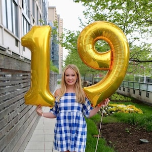 19th Birthday Balloons 40 Inch Gold Number 19 Balloons Legal - Etsy
