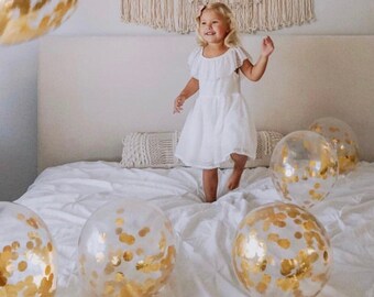 Gold Confetti Balloons - Gold Party Decorations, Gold Balloons, Gold Party Balloon Set, Wedding Balloons, Bridal Shower Decor, Gold Party