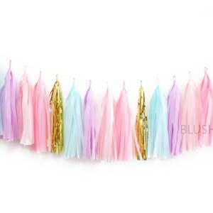 Pastel Rainbow Tassel Garland - Unicorn Tassel Garland, Unicorn Party Decoration, Mermaid Tassel Garland, Mermaid Party Decor, Purple Banner