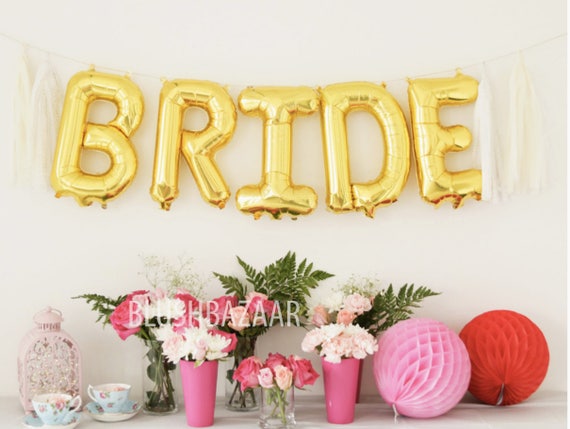 gold bride balloons