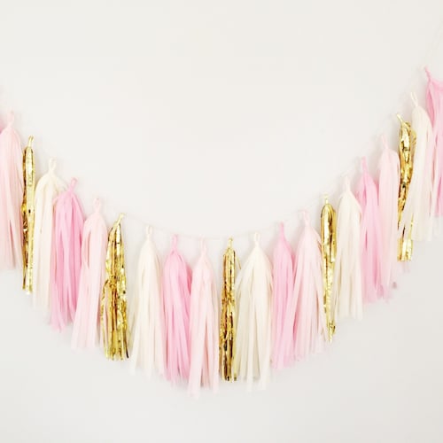 Pink and Gold Tassel Garland Pink Tassel Garland Pink Party Etsy
