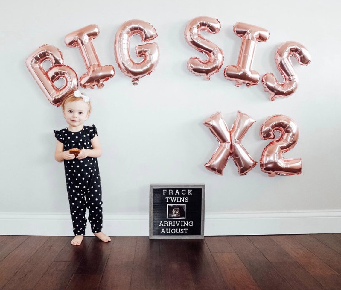 Big Sister Rose Gold Balloons Baby Announcement Balloon Etsy