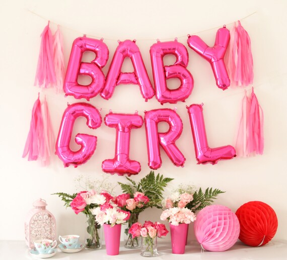 baby girl banners and balloons