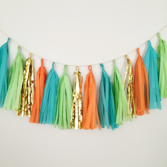 teal tassel garland
