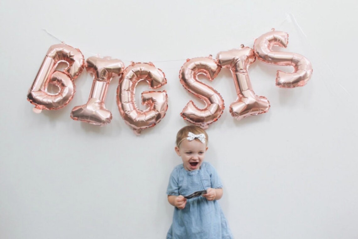 Big Sister Rose Gold Balloons Baby Announcement Balloon Etsy
