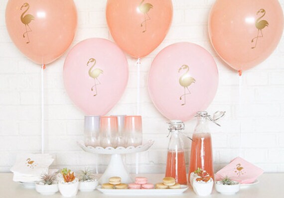 Pink And Gold Flamingo Balloon Set Of 5 Flamingo Party Decor