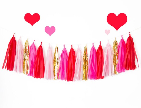 Hot Pink And Gold Tassel Garland Hot Pink Party Decor Etsy