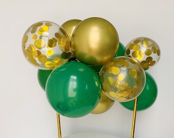 Green and Gold Confetti Balloon Cloud, Balloon Garland Cake Topper DIY Kit, Balloon Cake Topper, Gold Confetti Balloons Cake Topper