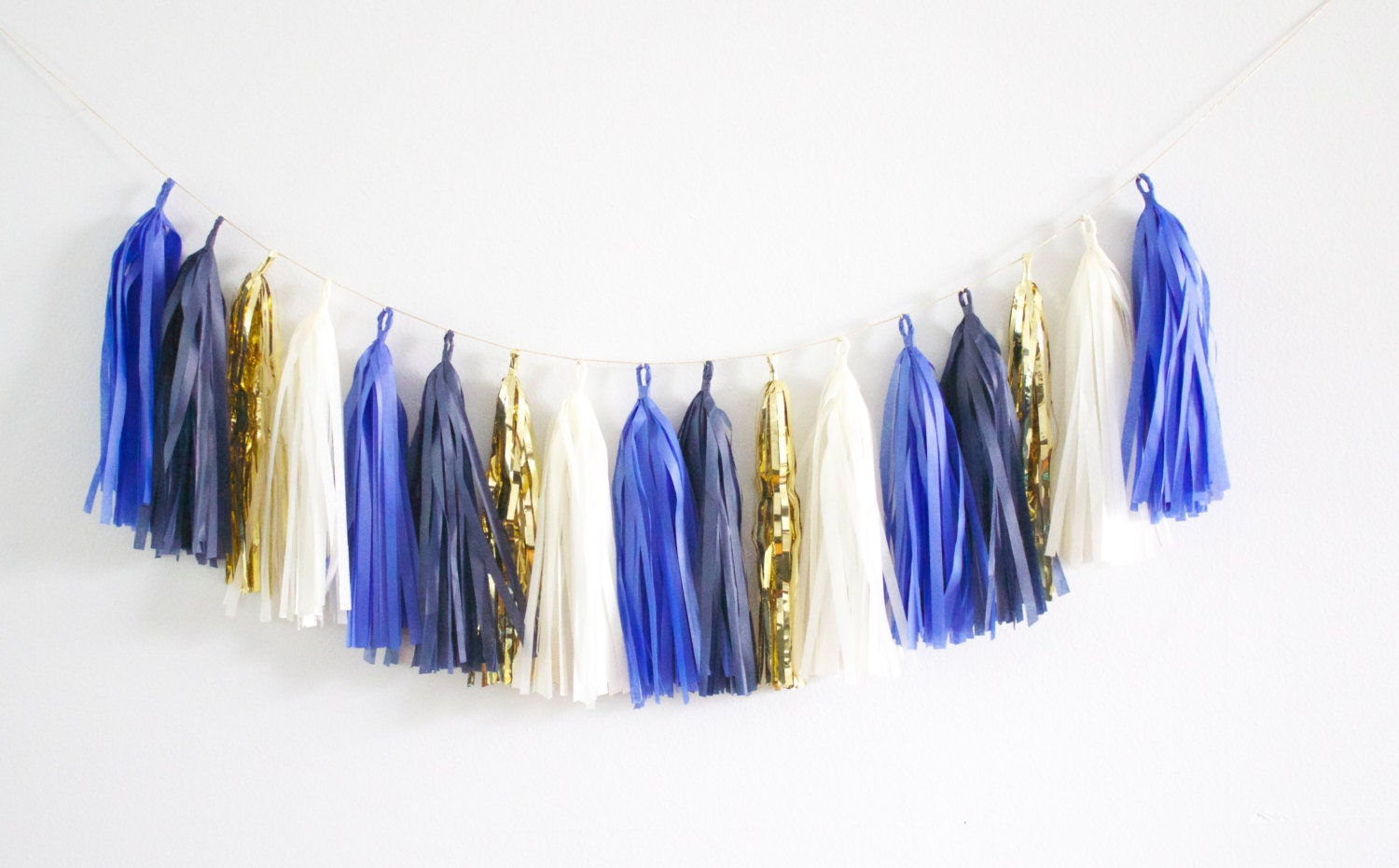 Navy and Gold Tassel Garland Navy Party Decor Blue Gender | Etsy