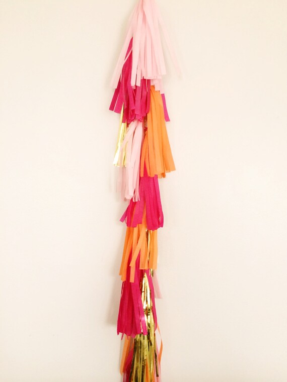 Hot Pink And Orange Balloon Tassel Garland 36 Inch Orange